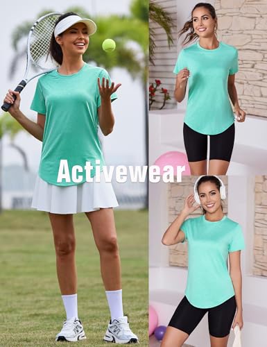 Wayleb Camiseta Deportivo Mujer Camiseta de Manga Corta Camiseta de Secado Rápido Camisetas de Malla Mujer Yoga Fitness Top Ropa Deportiva