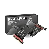 LINKUP - AVA5 Armour PCIE 5.0 Riser Cable | RTX5090 RX9070 GPU Ready | x16 128GB/s Speed | Compatible with PCIe 4.0 & WRX80/WRX90E | Left Angle, Black 20cm (Total Length 24cm)