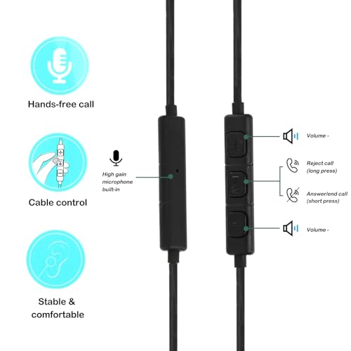 Auriculares tipo C ergonómicos VILLCASE con control integrado para llamadas claros 2