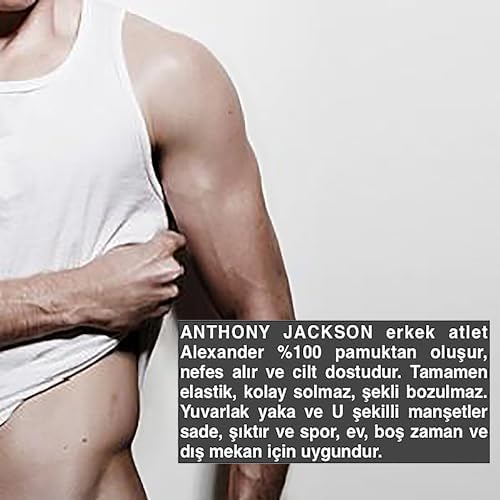 Anthony Jackson 5'li Kutu Premium RİBANA Erkek Atlet SEZAR Ekstra Uzun- Taranmış İnce Fitilli Organik Pamuk (MİX1, XXL) - Görsel 5