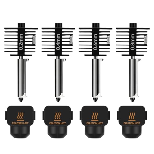 4-Pack Bamboo A1 mini/A1/A2L Hotend Kit 0.2/0.4/0.6/0.8mm Hardened Steel Nozzle for Bambu Lab A1 Series/A2L 3D Printer Print Head Replacement Nozzle for Bambu A1 Parts Precision&High-Speed Printing