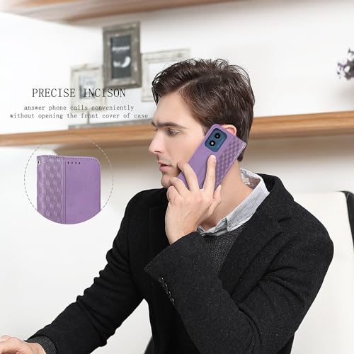 Image of Wallet Case for Motorola Moto G Play 5G (2024) 6.5 inch - Moto G 5G 2024 Flip case, PU Leather Strong Magnetic Folio Phone Cover with Card Holder Slots, Purple