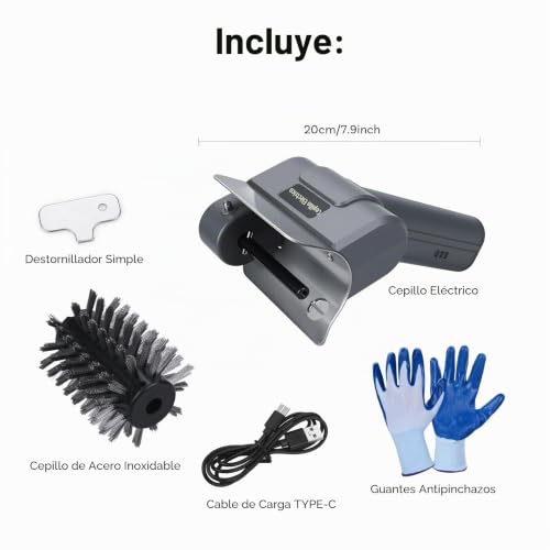 Cepillo eléctrico para barbacoa recargable MMOBIEL con mango ergonómico y motor de alta potencia 8