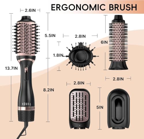 Image of Natrial Hair Dryer Blow Dryer Brush Thermal Round Hot Air Brush Set