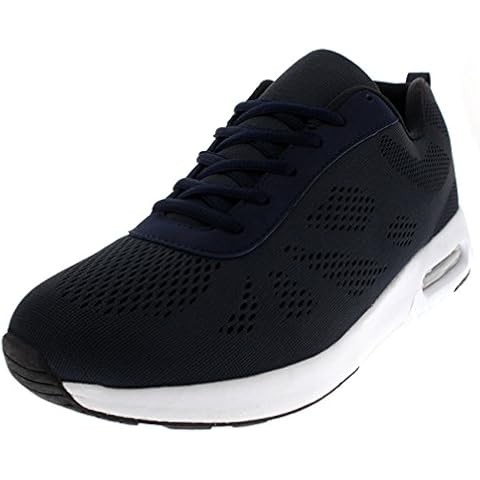 Mens Cushioned Running Walking Sports Gym Lightweight Athletic Trainers - Navy/White - UK10/EU44 - BS0198 Cover