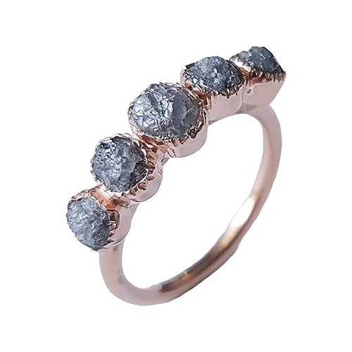 Bague de promesse diamant brut et or rose poli d'exception