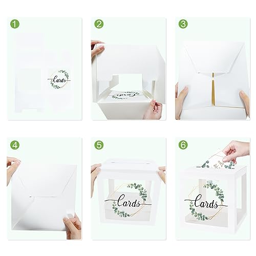 Image of 1 Pack Wedding White Card Box, Transparent Gift Card Box for Wedding Decorations for Reception, Money Box for Bridal Shower Decorations Party Reception Anniversary Baby Shower
