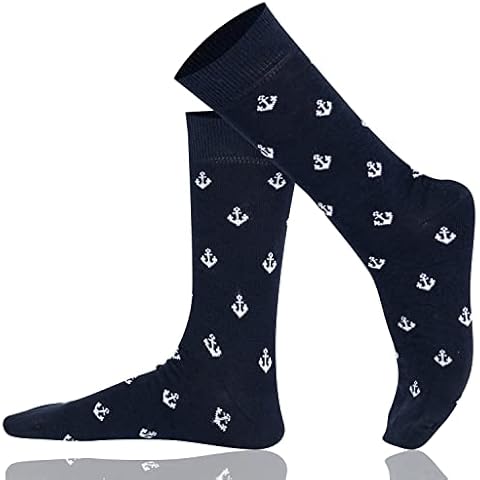 Mysocks Mens Multi Design Crew Socks Anchor Navy Cover