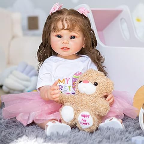 Real Life Baby Dolls Reborn Baby Toddler Girl 22 inch Lifelike Realistic Reborn Baby Dolls Silicone Full Body with Long Hair for Children Birthday Gift Set Cover