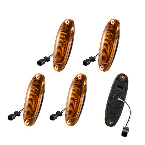 Everesthd 5Pcs Led Front Marker Light Cab Roof Lamps Assemblies With Wire And Male Plug Fit For Freightliner Cascadia 2008-2017 Amber Lens Semi-Truck #TOP2