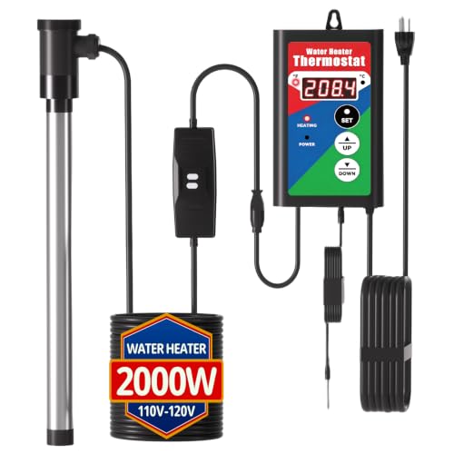 2000W Immersion Water Heater with GFCI & Thermostat | Fast-Heating Portable Pool Heater for Above Ground Pools,Inflatable Pools,Hot Tubs,Stock Tanks,Camping,Auto Shut-Off