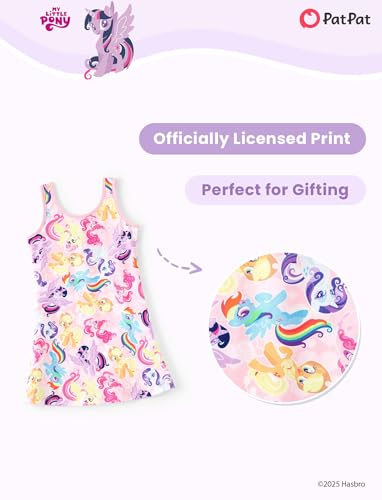 My Little Pony Girls Dress, Unicorn & Rainbow Print Sleeveless Casual Style Summer Sundress, Party & Playdate Outfit A-Line3