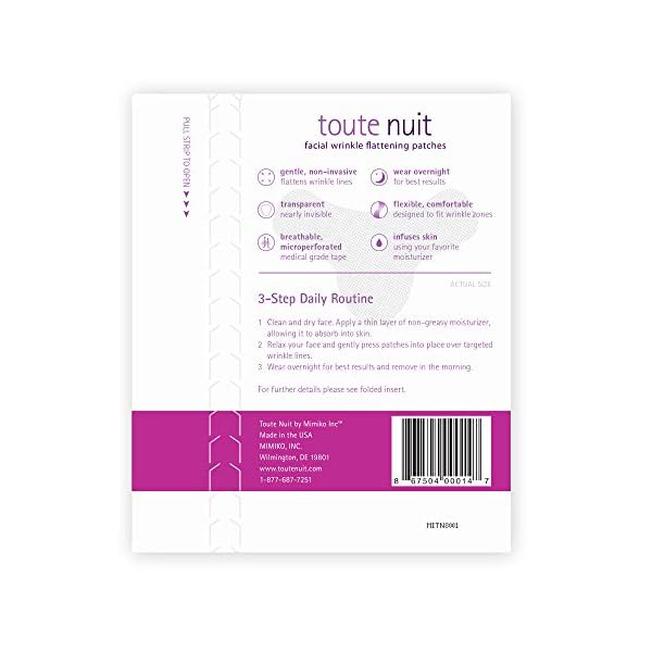 Toute Nuit Wrinkle Patches, Face Tape, Y-Shape - Preventing Frown Lines, Forehead and Around Lips - 20 Patches