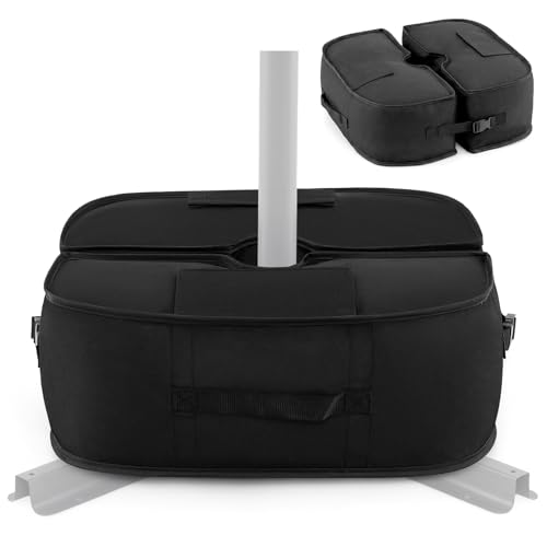 RELAX4LIFE Sac de Lestage pour Pied de Parasol, Poids de Base en Tissu Oxford 40kg, Sac de Sable Robuste avec Poignées, pour Parasol Déporté ou Droit, Jardin, Terrasse, Plage (Ovale,Noir)