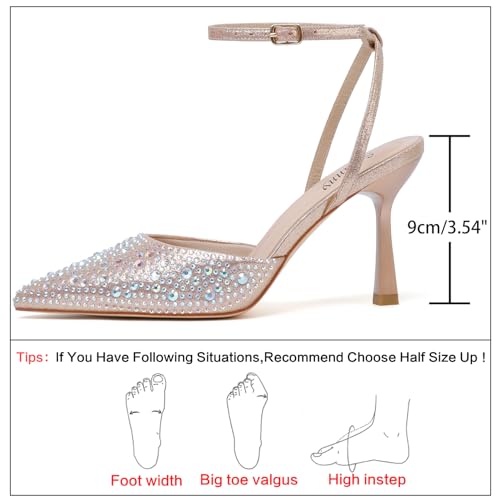 Image of Susanny Heels for Women Stiletto Closed Pointed Toe Backless Dress Shoes High Heels Sexy Kitten Pumps Wedding Guest Party Dance Prom Dressy Comfort Shoes