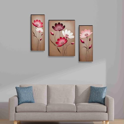 Image of SAF Paintings flower pot for Wall Decoration - Set Of 3, 3d modern art Painting for Living Room Large Size with Frames for Home Decoration, Hotel, Office painting 50.8 cm x 30.48 cm SANFJM36048