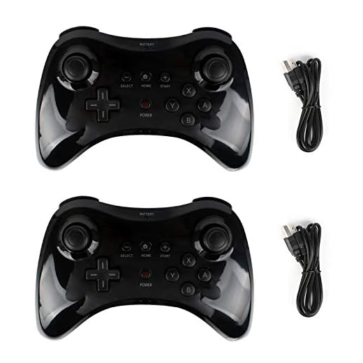Kulannder Wii U Pro Controller for Kids -Wireless Rechargeable Bluetooth Dual Analog Controller Gamepad for Nintendo Wii U with USB Charging Cable (2-Pack Black)