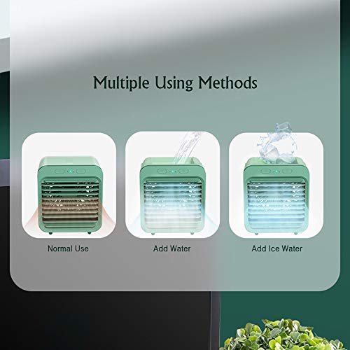 Cucudy Mini Ar Condicionado Portátil, 3 Velocidade, Ajustável, Silencioso e Recarregável (Verde)