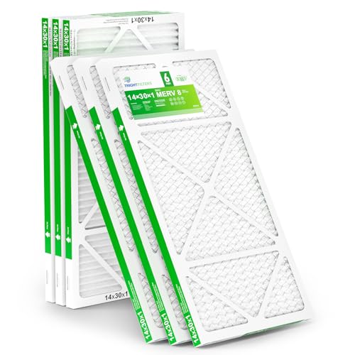 TRIGHTFILTERS 14x30x1 Air Filter 6 Pack, Durable MERV 8 Pleated Home HVAC AC Furnace Filters, Lightweight Compact Air Conditioner Filter Replacement