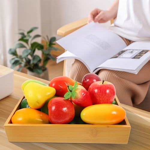 MUELODSIC 復古長方形木製トレー 食品用プレート 多機能デザートトレイ おしゃれな和風果物皿 大皿仕切り付き家用サービングトレイ