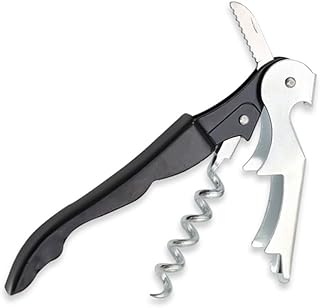 Premium Wine Opener with Foil Cutter and Bottle Opener – Durable Stainless Steel/Black Design for Effortless Wine and Beverage Opening(Black)