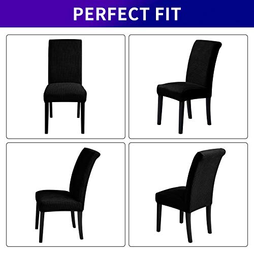 Howhic Stretch Chair Covers For Dining Room Set Of 4, Removable Washable Dining Room Chair Covers, Dining Chair Slipcovers Seat Protector, Great For Home Upholstery And Banquet (Black, 4 Pack) #TOP3