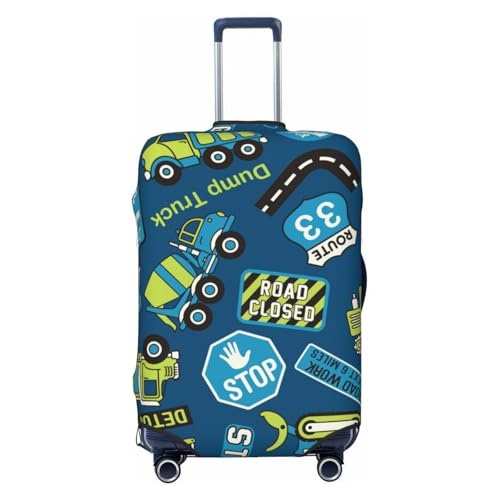Dump Truck Print Luggage Cover Elasticated Suitcase Covers TSA Approved Stylish Scratch Washable Resistant Case Protector for Kids and Adults