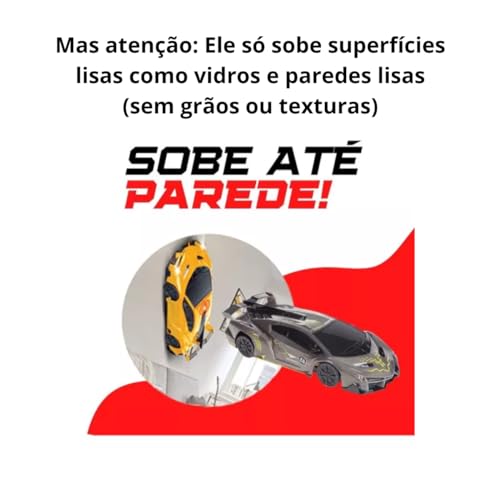 Carrinho Controle Remoto Escalada Sobe Parede Recarregável MIURI (Vermelho)