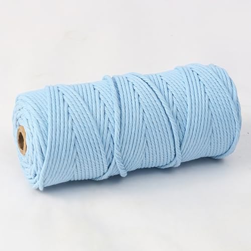 HSTWODE 1/7 cuerdas de algodón, 3 mm, hilo de algodón de macramé, 7 colores, para manualidades, plantas colgantes, plantas, colgadores, decoración para colgar en la pared (azul5#)