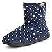 Polar Femmes Mousse A Mémoire Intérieure Fausse Fourrure Toison Bottesie Semelle en Caoutchouc Antidérapant Chaussons - Marine/Spot - UK8/EU41 - YC0754