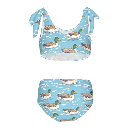 Wusikd Ducks Swimming Girls Swimsuits Two Piece Mallard Swimwear Bikini Set for for Girls Size 3T2