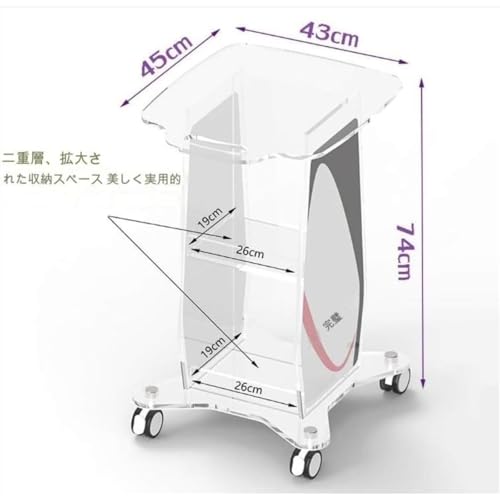 Qtxe美容車用カート 折りたたみ 防水ステンレス キッチン＆サロンワゴン キャスター付き コンパクト収納 取っ手付き 医療用 理髪店 ネイルエステ対応 (グレー) [3]