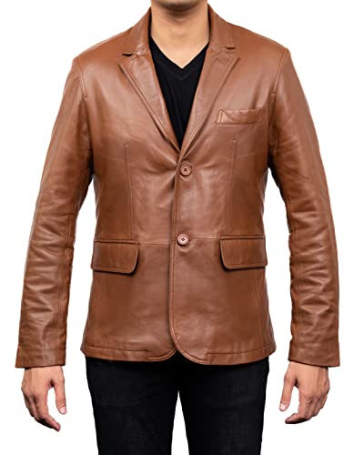 Image of Jild Lambskin Leather Jacket Men Casual Coat - Notched Collar Classic Bond's Style Ultimate Leather Blazer for Men