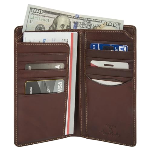 Tony Perotti Mens Italian Cow Leather Bifold Checkbook Breast Pocket Wallet in Brown2