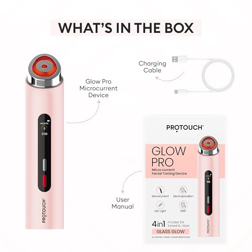 Image of PROTOUCH GLOW PRO Microcurrent Facial Toning Device, 4-in-1 Modes, LED Light, EMS, Electroporation, De-Puffing, Firming, Brightening