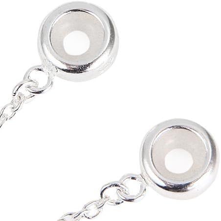 Vista 4 de Abalorio de cadena de seguridad de plata de ley 925 para pulseras de abalorios europeas.