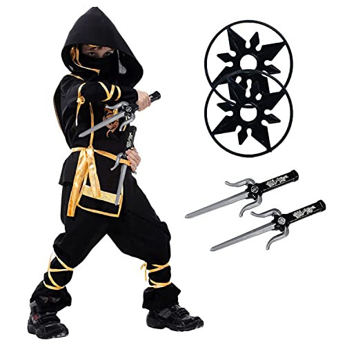 Kids Ninja Costume - Deluxe Ninja Outfit With Plastic Ninja Toys, Halloween Dress Up Ninja Costumes For Boys Girls (Medium (5 – 6 Yrs)) #TOP1