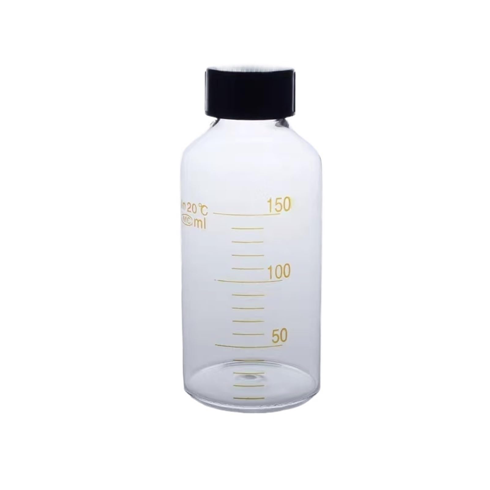 Botellas de vidrio transparentes, Frasco de reactivo de vidrio de borosilicato redondo graduado de 5 ml a 1000 ml, viales de muestra de color marrón transparente(150ml 2pcs)