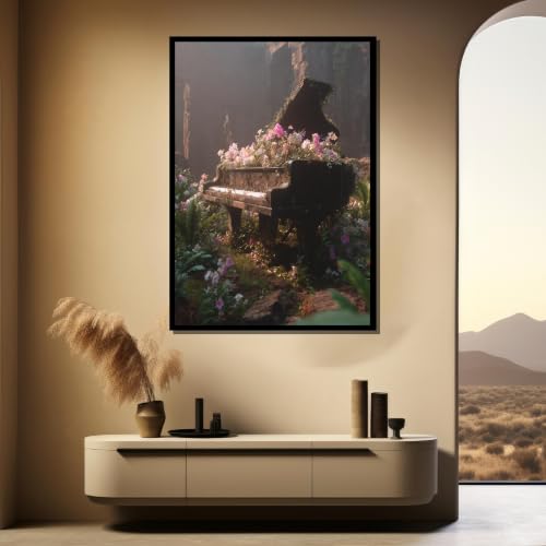 Tableau mural piano abandonné toile déco vintage romantique 80x120 - 3