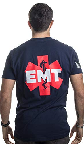 EMT AEMT Star Life | Medical Paramedic Ambulance Emergency for Men Women T-Shirt-(Adult,L) Navy Blue