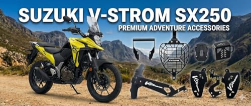 Image of VStrom SX 250 Motorcycle Accessory Combo Kit Includes Rear Oil Cap | Phone Holder, Side Stand Extender, Rust Resistant Black Finish, Easy Installation Compatible Vstrom SX 250.