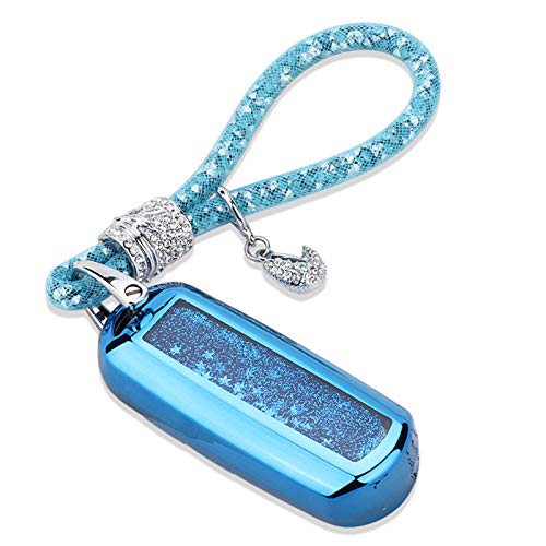 スマートキーケースマツダ ,Mazdaキーケースに適用 キーケースには光沢のある流砂と小さな星があり,メッシュダイヤモンドスタイルのブレスレット,マツダ 2 3 5 6 8 CX3 CX5 CX7 CX9 MX5 Speed3 Miata 3 4 5ボタンスマートキーな車種に適用する,ファッションでラグジュアリーTPU製の軽いシリカゲルキーホルダー 防塵 耐衝撃 スクラッチ防止 カーリモコンキーホルダー カーリモコン飾り保護付属品