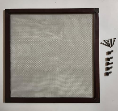 Image of Wall Exhaust Fan Cover|Aluminium Frame and SS mesh(Grade 304,Mosquito Net with Stopper and Screws|to Prevent from Mosquito's,Cocroach,Insects(Size -16 * 16 Inch) (Colour-Coffee Brown)