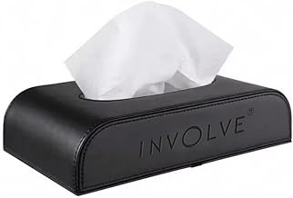 Involve Leather Tissue Box -Black | Leather Box with Premium Tissue, Car Tissue Holder, Car Tissue Box, Tissue Box Holder for Home Office car | Car Interior Accessories
