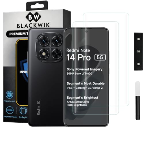 Image of Blackwik UV Curved Tempered Glass for Redmi Note 14 Pro 5G | 2-Pack