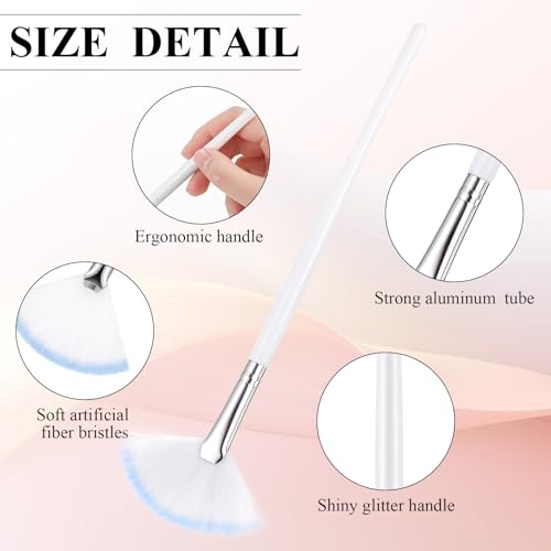 Image of 9 Pieces Facial Fan Mask Brushes, Soft Facial Applicator Brushes Tools for Peel Glycolic Makeup for Mud Cream(White Blue)