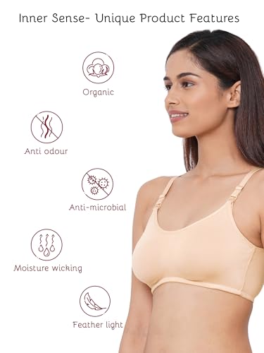 Image of Inner Sense Organic Cotton Bamboo Nursing Bra for Women I Non Padded Feeding Bra with Keyhole Back Design and Wire Free I Maternity Innerwear with Full Coverage