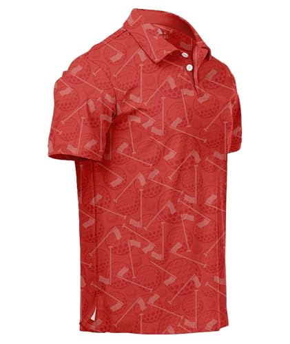 Image of ZITY Mens Golf Polo Shirts Short Sleeve UPF 50+ Performance Moisture Wicking Print Pattern Casual Collared Golf Shirt for Men