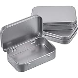 SECALIFE 3Pack Silver Metal Rectangular Empty Hinged Tins Box Containers Basic Necessities Tins Mini Portable Box Small Storage Kit Gift Card Tin Holders Box Set for DIY Use, Home Organizer