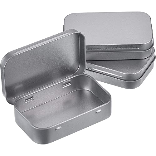 SECALIFE 3Pack Silver Metal Rectangular Hinged Tins Containers Basic Necessities Mini Portable Box Set for DIY Use Home Organizer